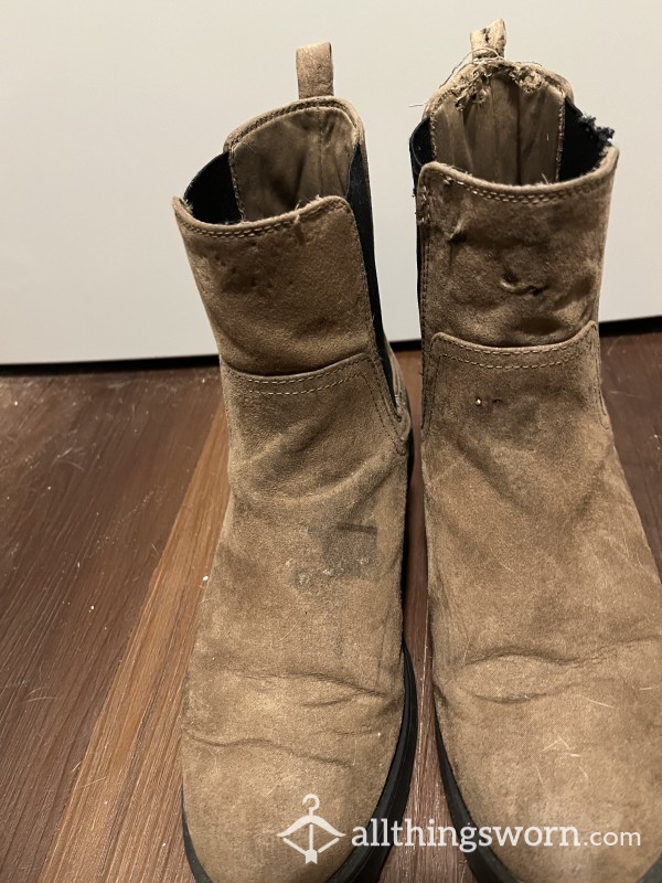 Old Worn Brown Pull On Smelly Boots