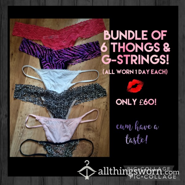 😈 Worn Bundle Of 6 Gorgeous Thongs N G-strings! 😈