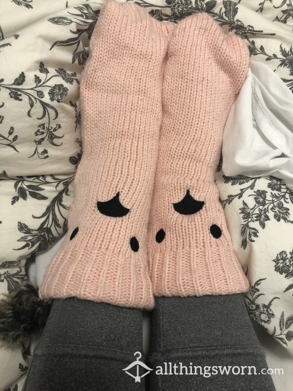 Worn Damaged Sock Warm Slippers