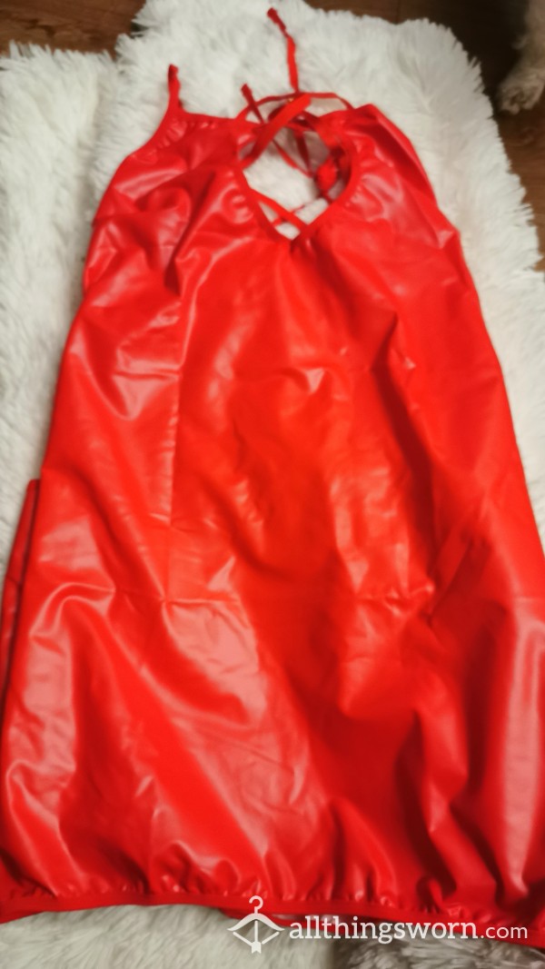 Worn Very Sexy Red PVC Dress. Really Sexy £35. Size L. Any Extras Available £5 Each. 💯🔥🔥🔥