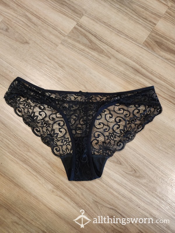 Worn For 72 Hours - Pretty Black Lace Panties