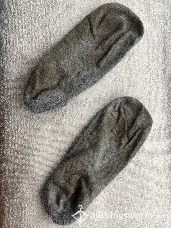 Worn Grey Trainer Socks