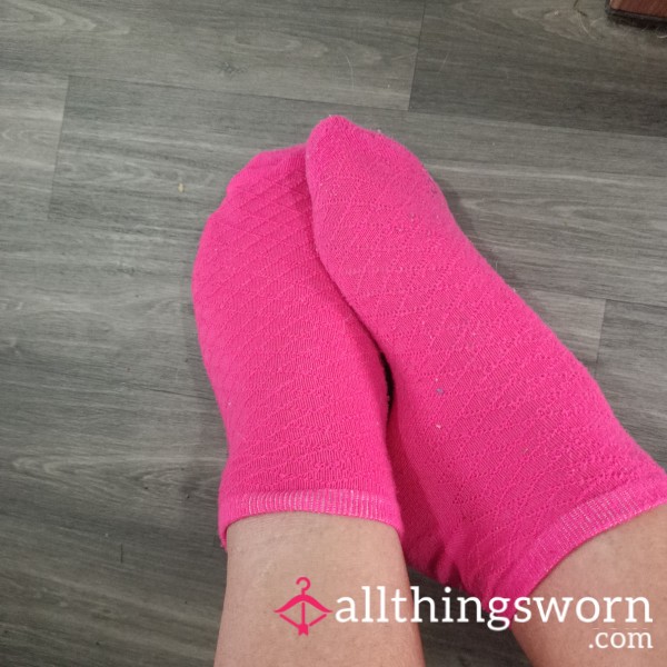 Worn Hot Pink Socks