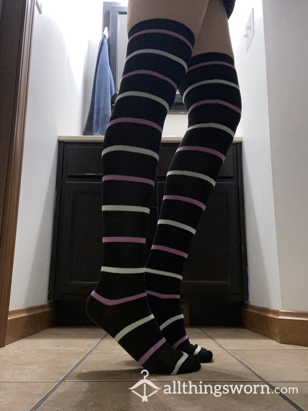 Worn In Smelly Over The Thigh Socks, Very Large And Very Cute To Boot!