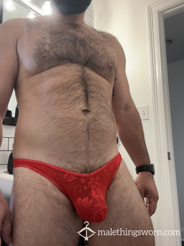 Worn Lace G-String (Red)