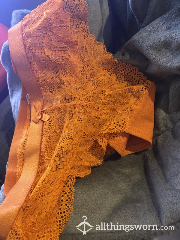 Worn Lacey Orange Panties