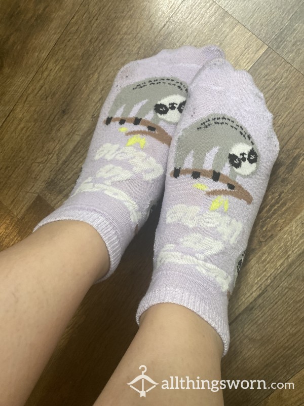 Worn Lavender Sloth Socks