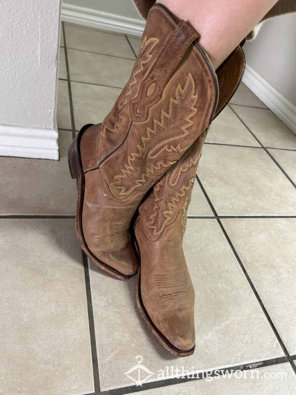 Worn Leather Cowgirl Boots