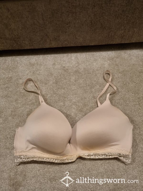 Worn Nude And Lace Work Bra