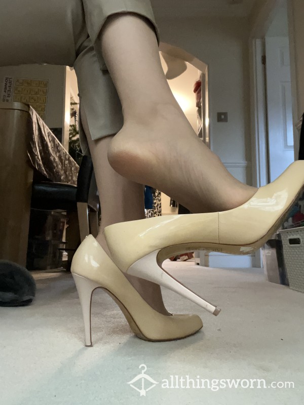 Worn Nude Leather Court Shoes To Worship 👅