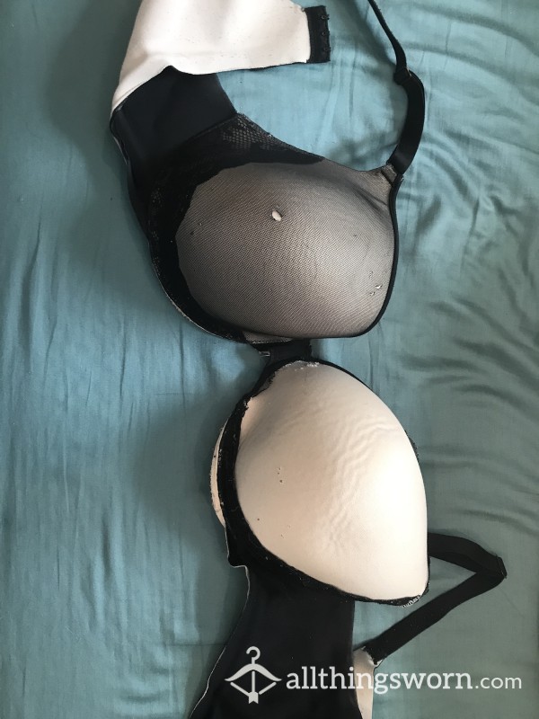 Very Worn Out Black Lace Bra