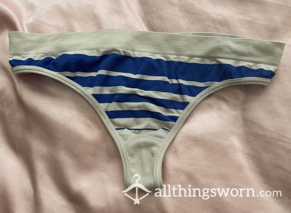 Worn Out Blue & White Thong