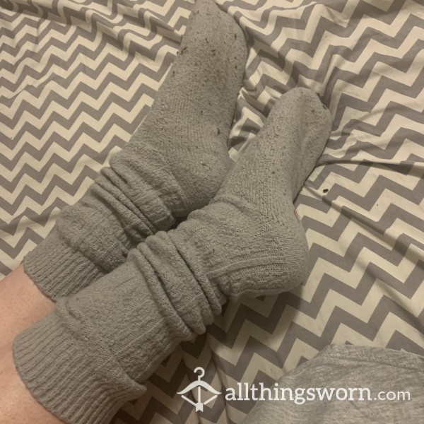 Worn Out Gray Boot Socks