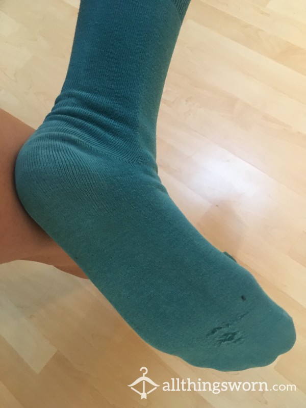 Worn Out Turquoise Socks- 48h Wear