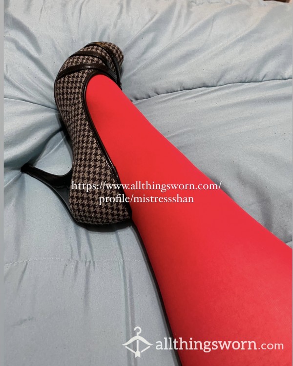 Worn Over The Knee Red Sheer Stockings