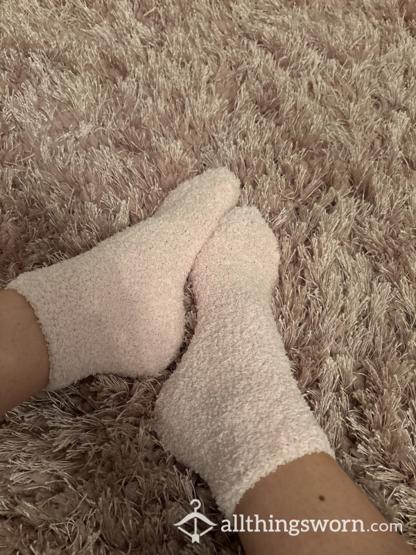 Worn Pale Pink Fluffy Small Socks