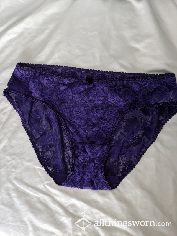 Buy Worn Panties Purple Bikini Cut Lacey