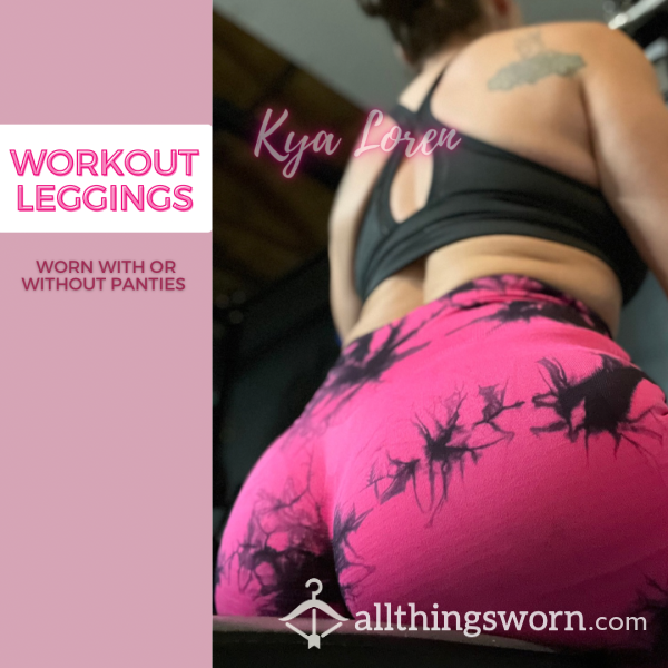 Worn Hot Pink & Black Workout Leggings 🖤💗