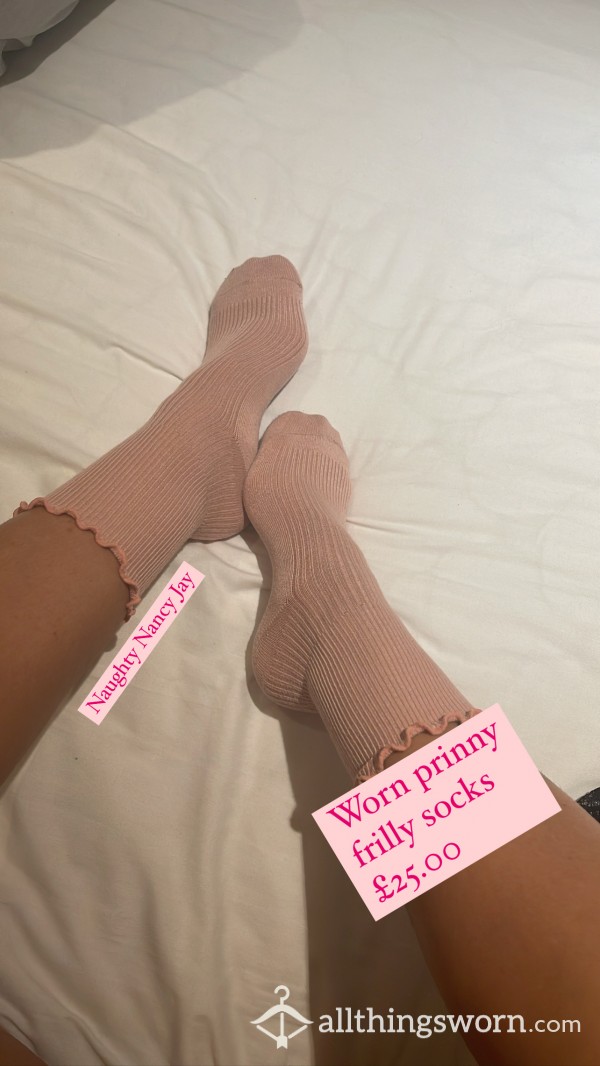 Worn Pink Frilly Sissy Socks 💖 LAST PAIR AVAILABLE!!
