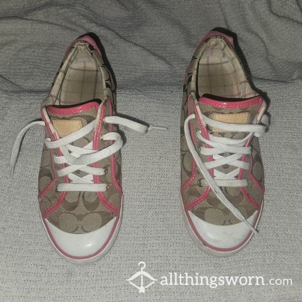 Worn Pink Leather Coach Size 8.5