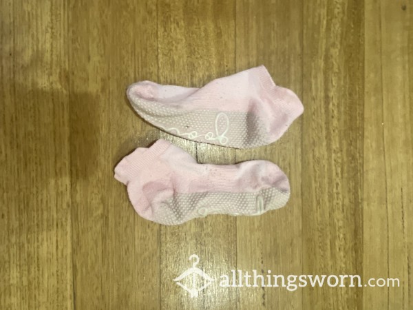 Worn Pink Pilates Socks