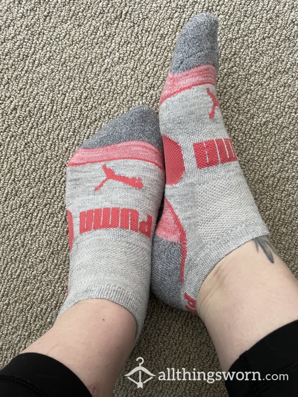 Worn-Pink Puma Socks
