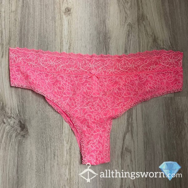 💖 Worn Pink Soft Stretchy Lace Cheeky Panty