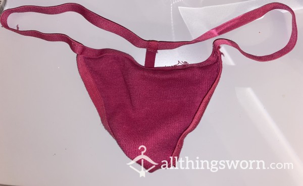 Worn Pink String Thong With Pussy Juice