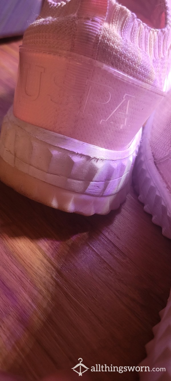 Worn Pink Trainers