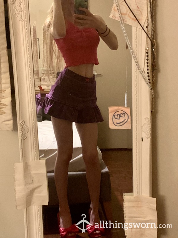 Worn Purple Mini Skirt