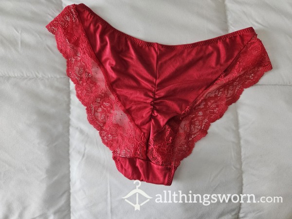 Worn Red Lace Cheeky