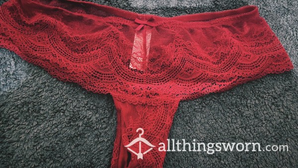 Worn Red Lace Panties/thong ❤️