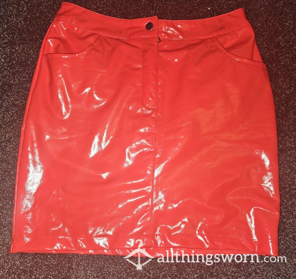 Worn Red PVC Skirt Size 10