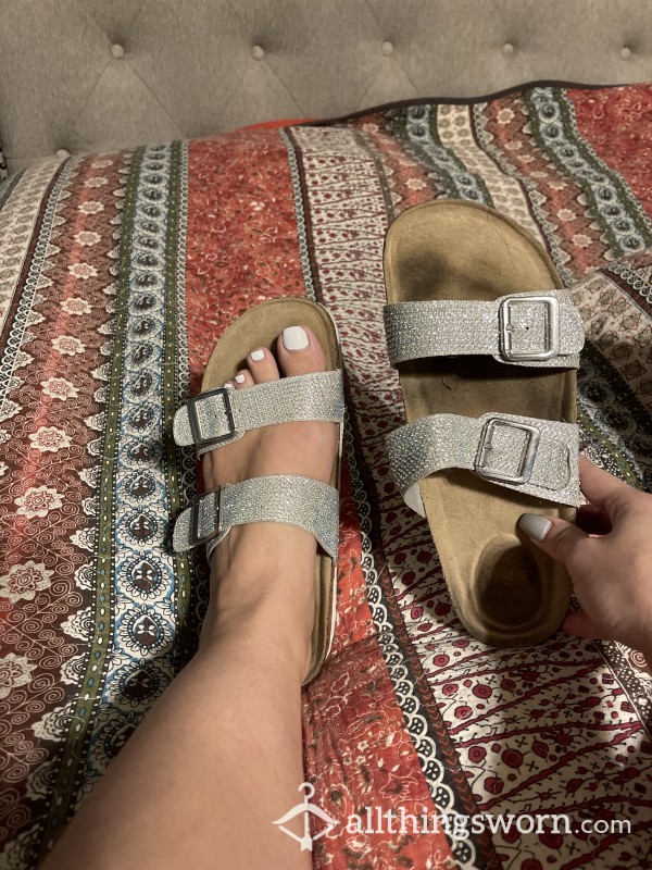Worn Sandals With Toe Imprint