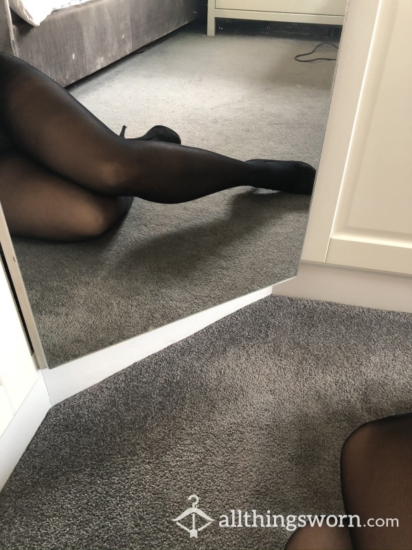Worn Sexy Black Tights 60 Denier Can Be Worn With Or Without Knickers