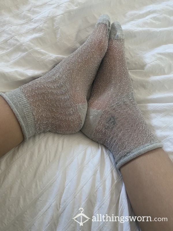 Worn Silver Mesh Socks