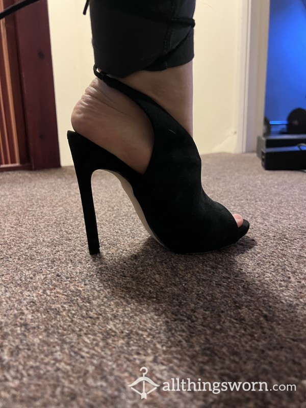 Worn Size 4 High Heels With String