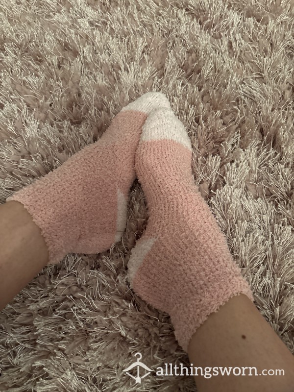 Worn Small Fluff Pink Socks