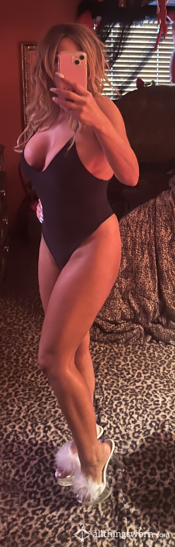 Worn Black Bodysuit Used And Dirty One Piece Outfit