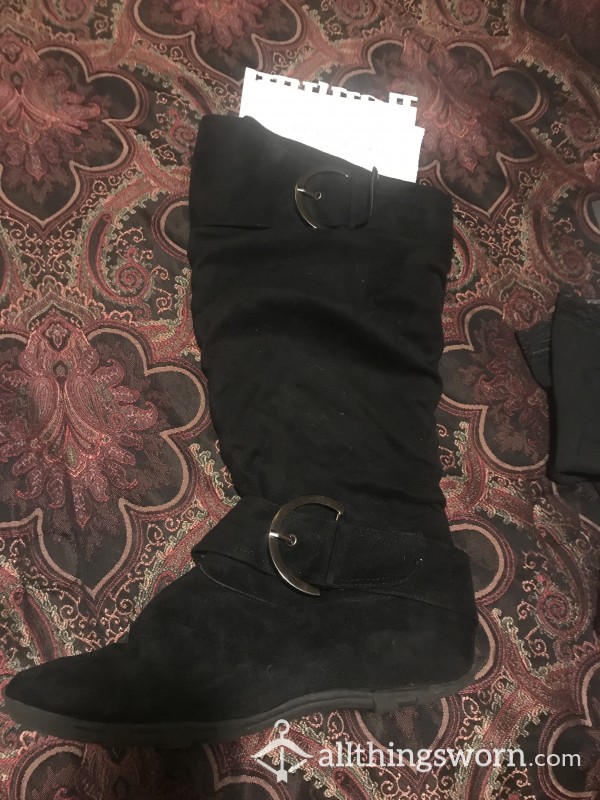 Worn Tall Leather Boots Size 11