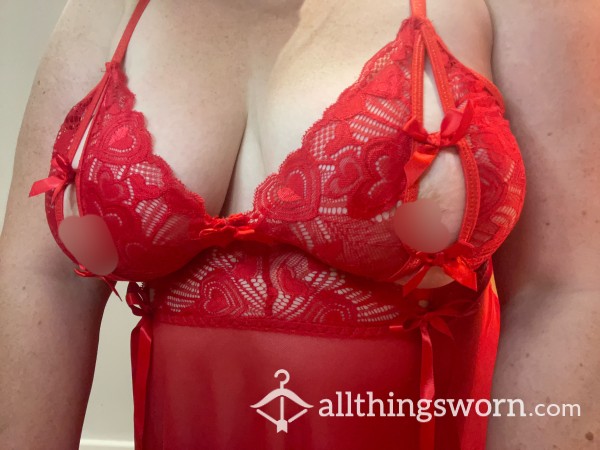 Worn Red Lingerie - Sweated And Fucked In