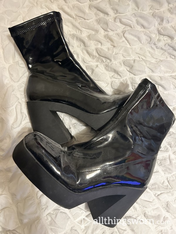 Worn Vinyl Leather Dance Boots