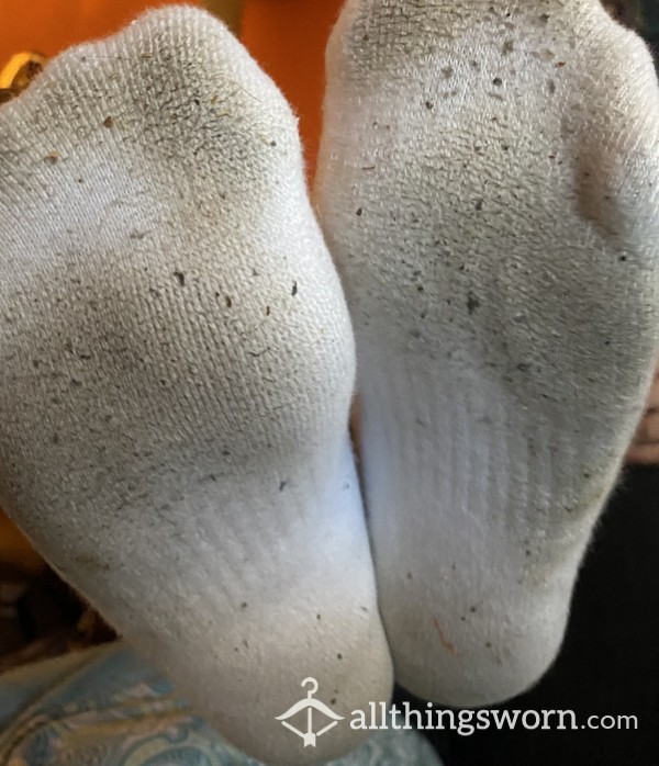 Worn White Ankle Socks