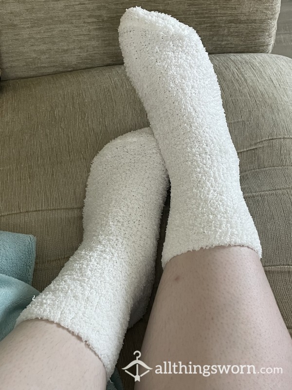 Worn White Fluffy Socks | 3-day Wear