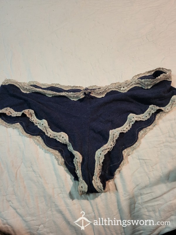 Xl Blue Cheeky Panties With White Trim