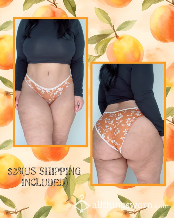 XL Burnt Orange Panties W/ Floral Print
