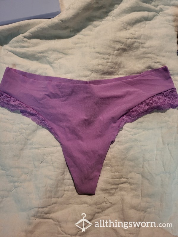 XL Purple VS Thong With Cute Little Lace Accents