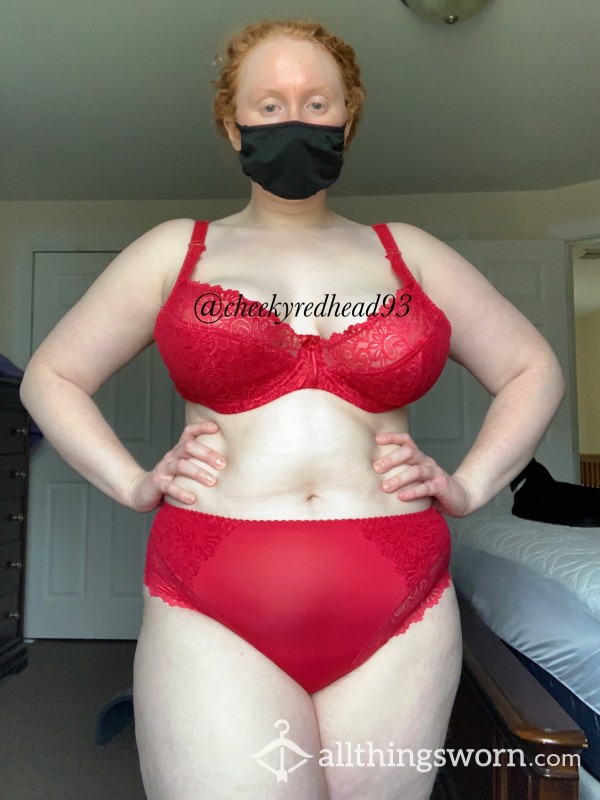 XL Red Matching Bra And Panty Set
