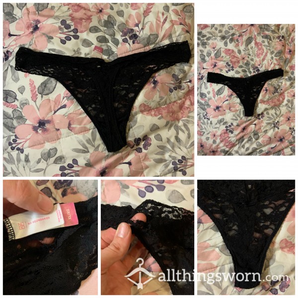 XL Super Lacey Black Torn Up Thong