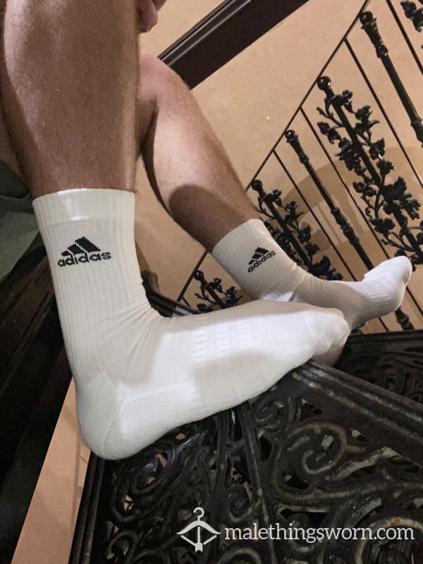 XL White Adidas Crew Socks